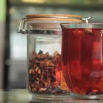 Tea in a transparent cup